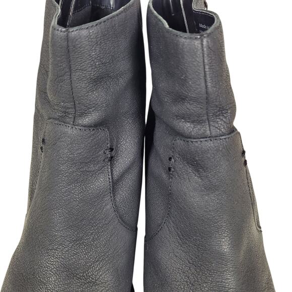 Crown Vintage Astalema Black Leather Ankle Boots Women Sze 11 Block Heel Booties - Picture 5 of 11